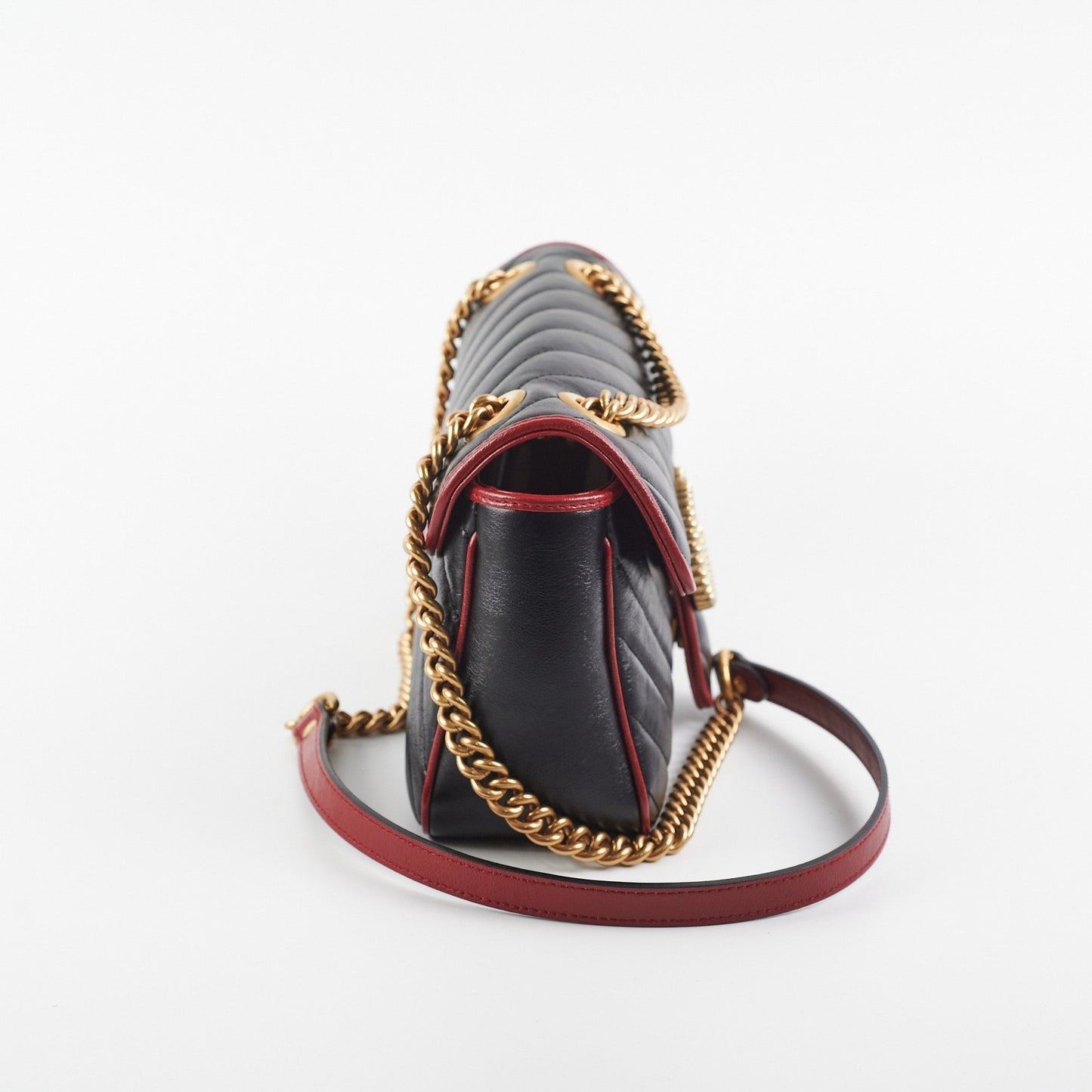 Gucci Marmont Shoulder Bag Black Red Crossbody Bag