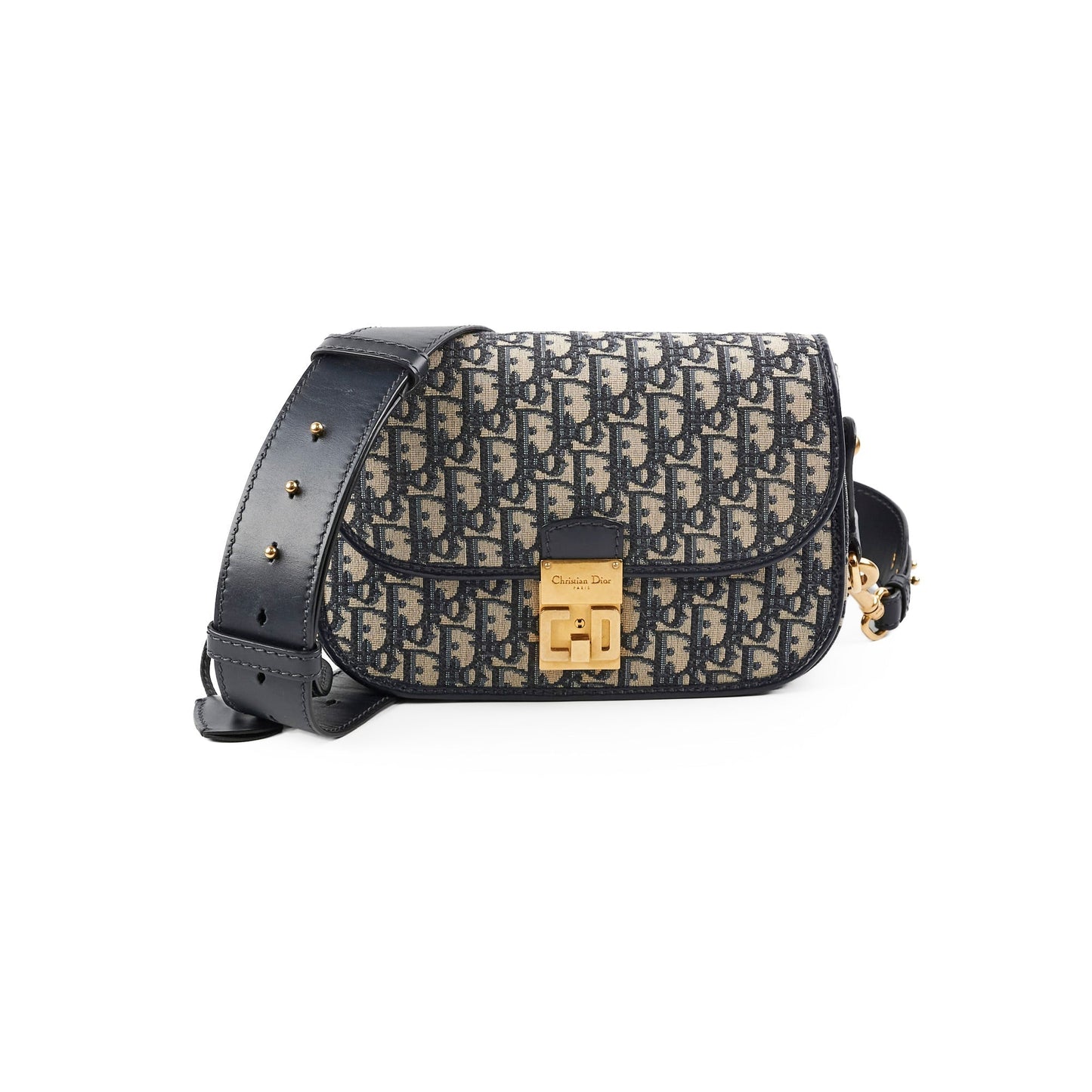Dior Christian Totter Oblique Crossbody Navy Flap Crossbody Bag
