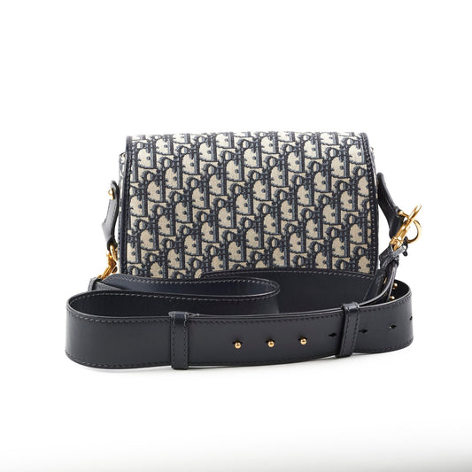 Dior Christian Totter Oblique Crossbody Navy Flap Crossbody Bag