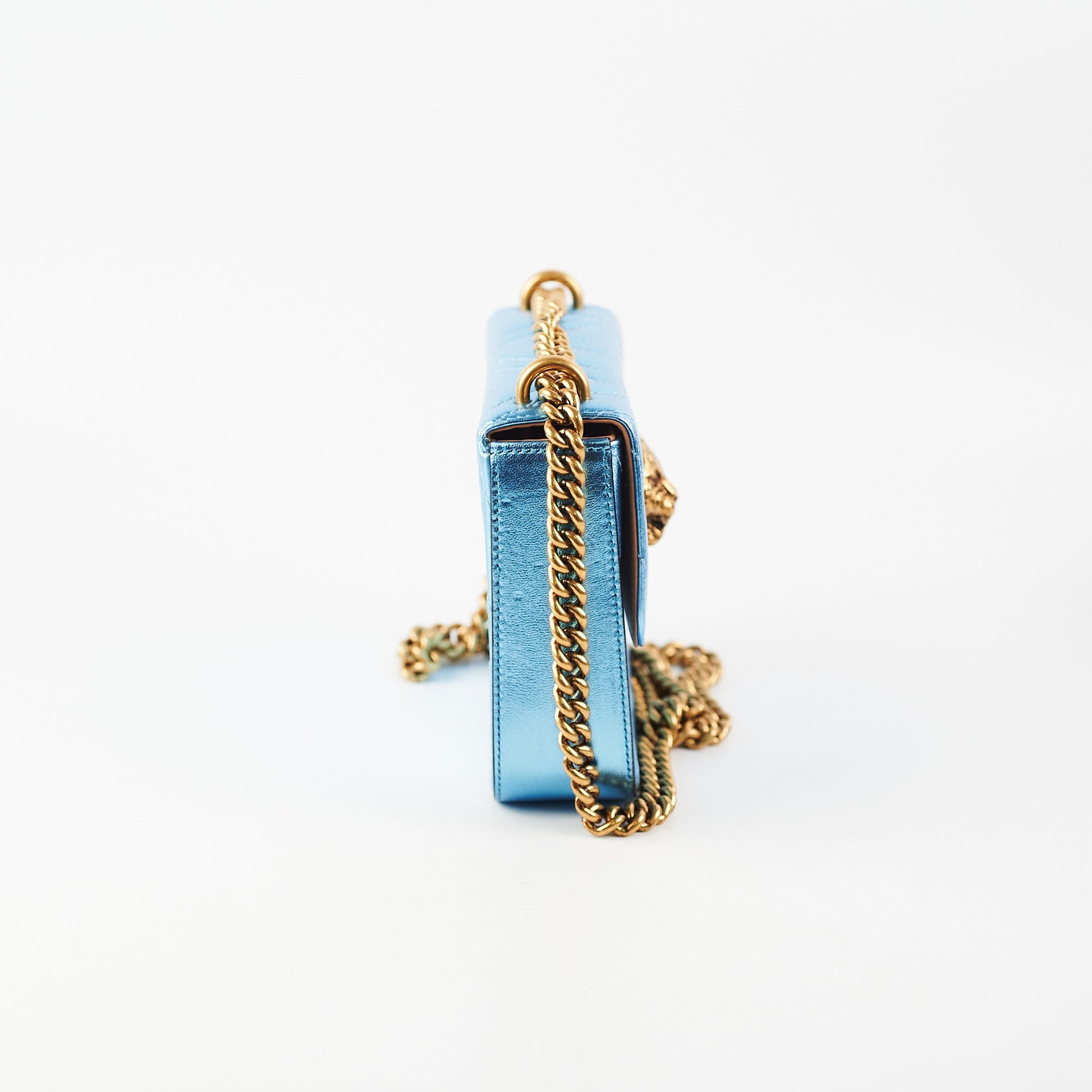 Gucci Broadway Cat Tiger Metallic Bag Blue Travel Bag