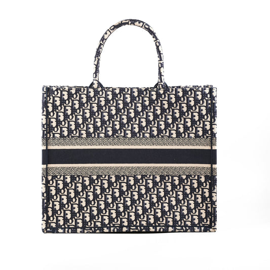 Dior Christian Book Tote Oblique Navy Large Tote Bag Large Oblique Navy