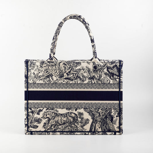 Dior Christian Book Tote Navy Medium Tote Bag