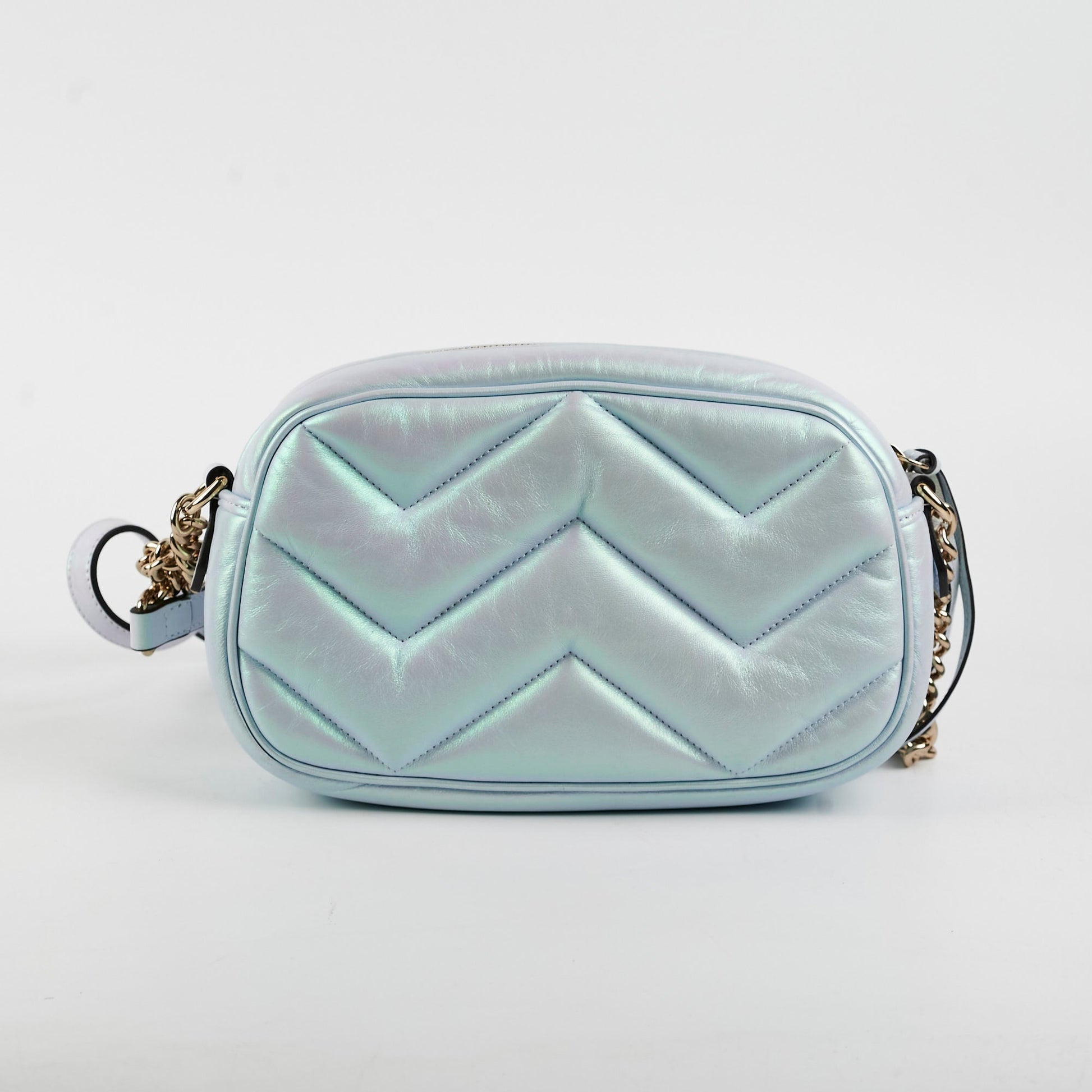 Gucci Marmont Camera Bag Iridescent Blue Small Crossbody Bag