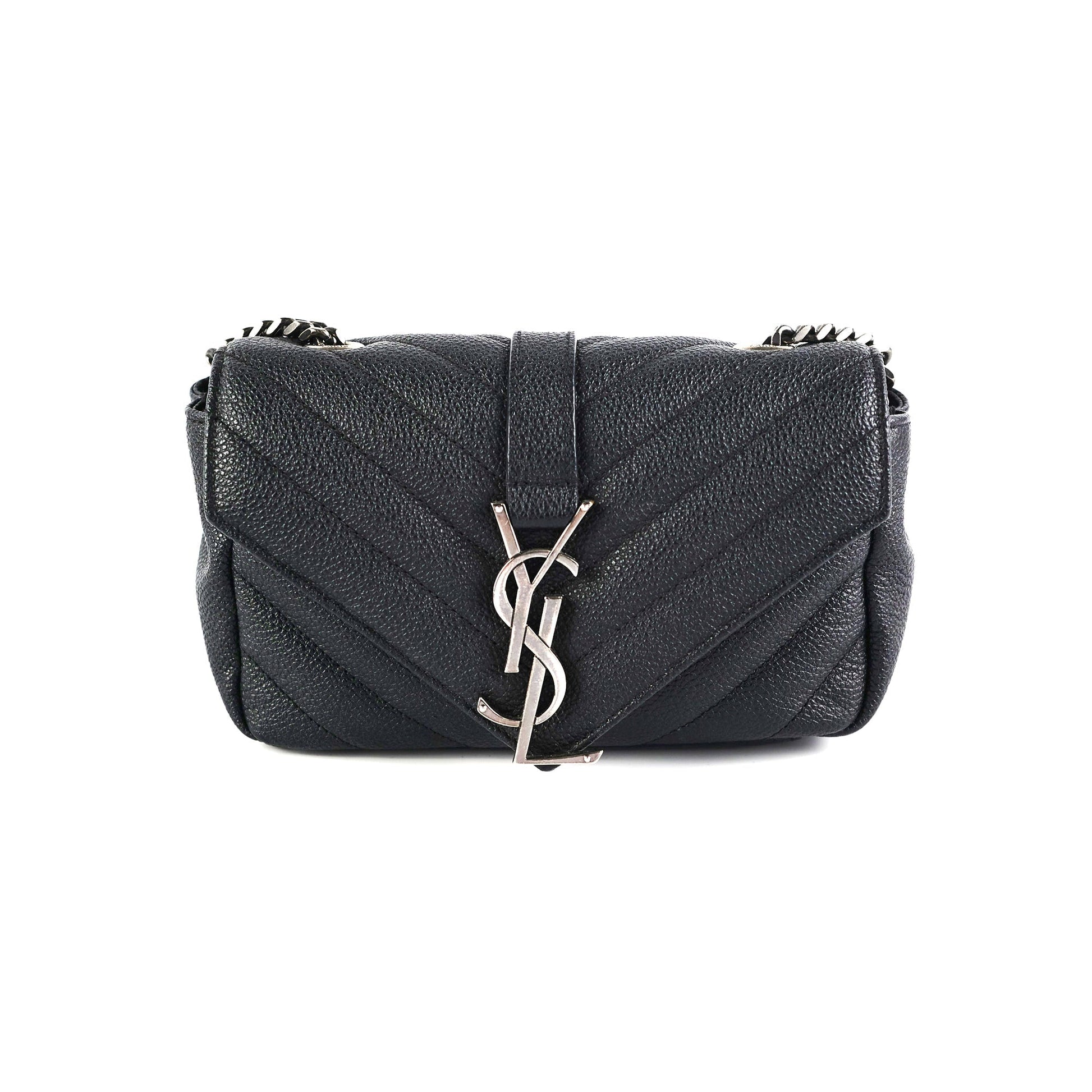 YSL Saint Laurent Chevron Crossbody Bag Black Baby Chain