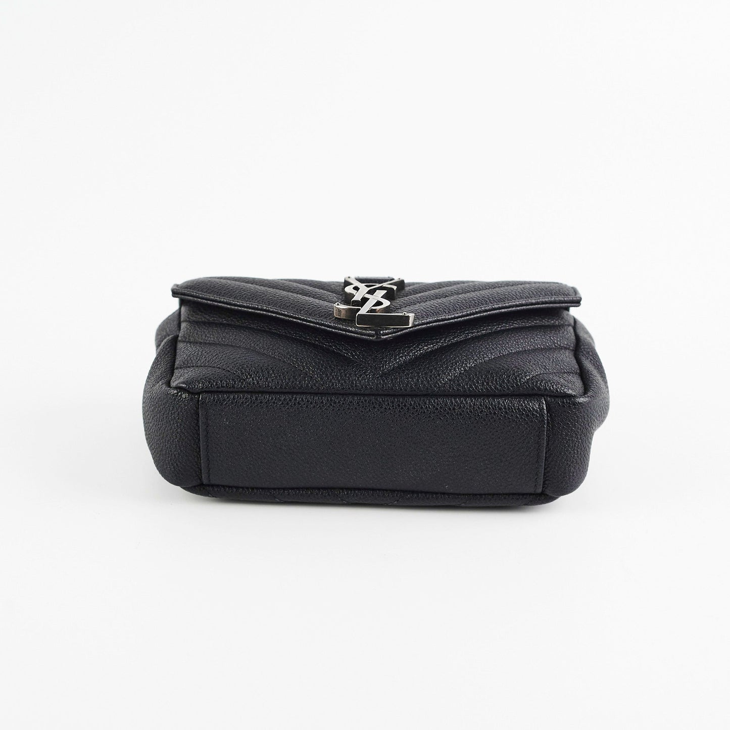 YSL Saint Laurent Chevron Crossbody Bag Black Baby Chain