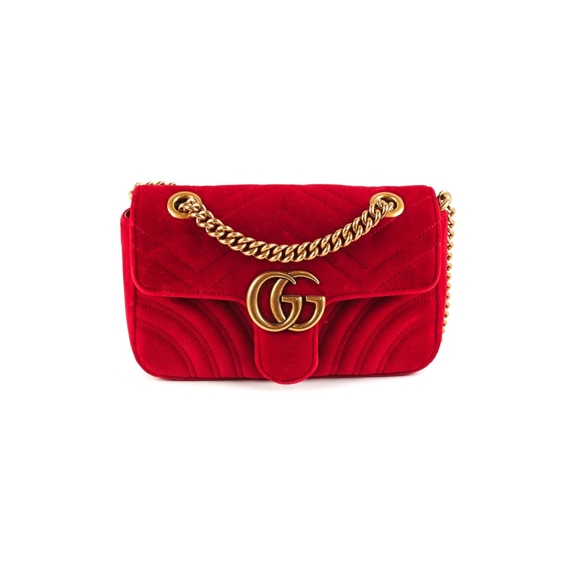 Gucci Marmont Velvet Crossbody Bag Red Mini