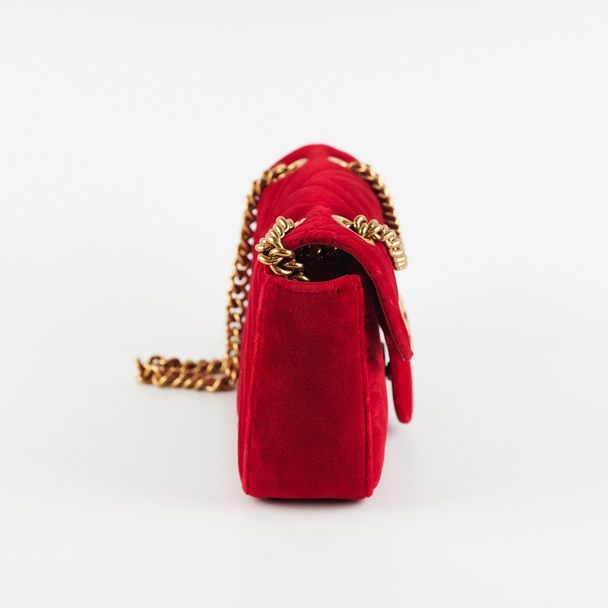 Gucci Marmont Velvet Crossbody Bag Red Mini