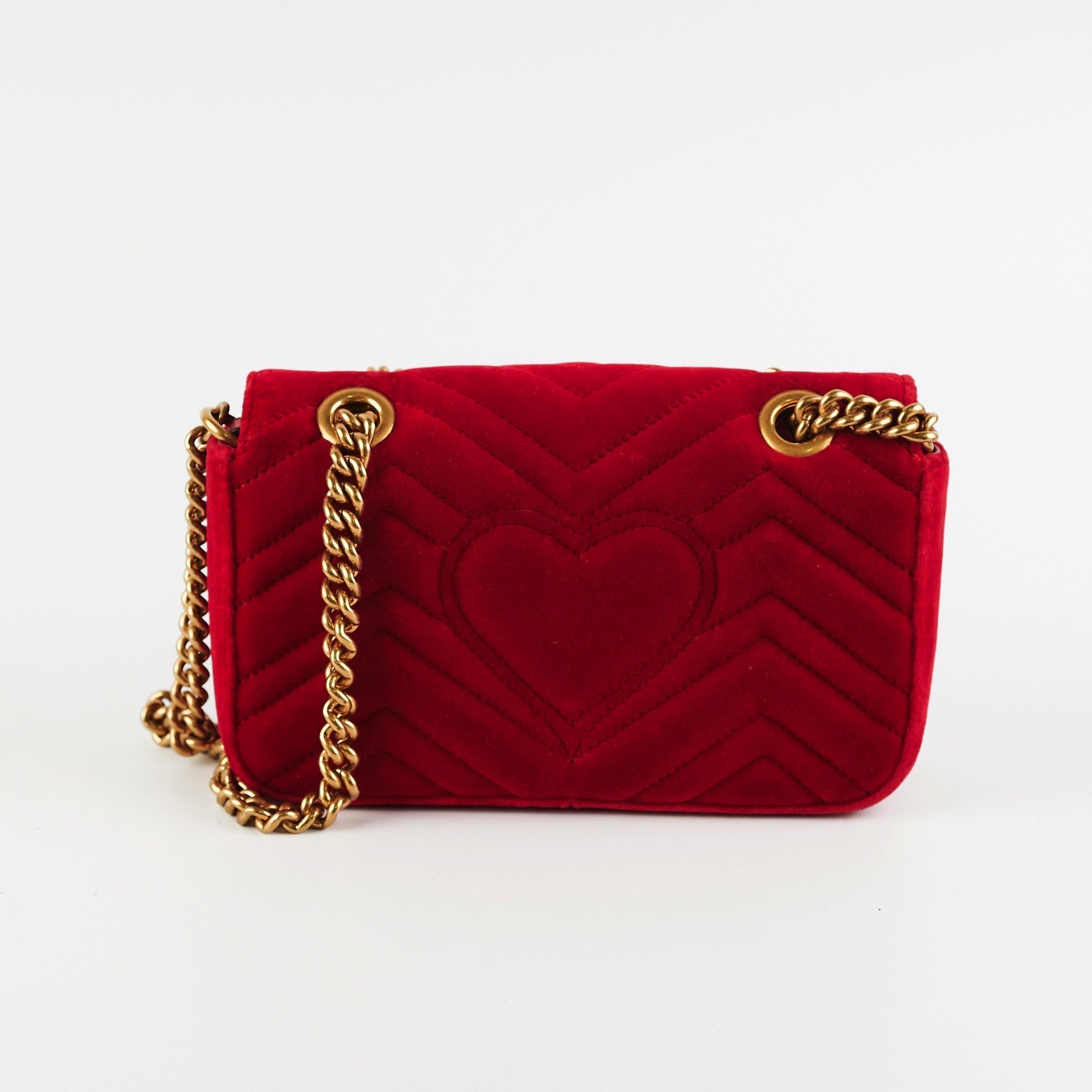 Gucci Marmont Velvet Crossbody Bag Red Mini