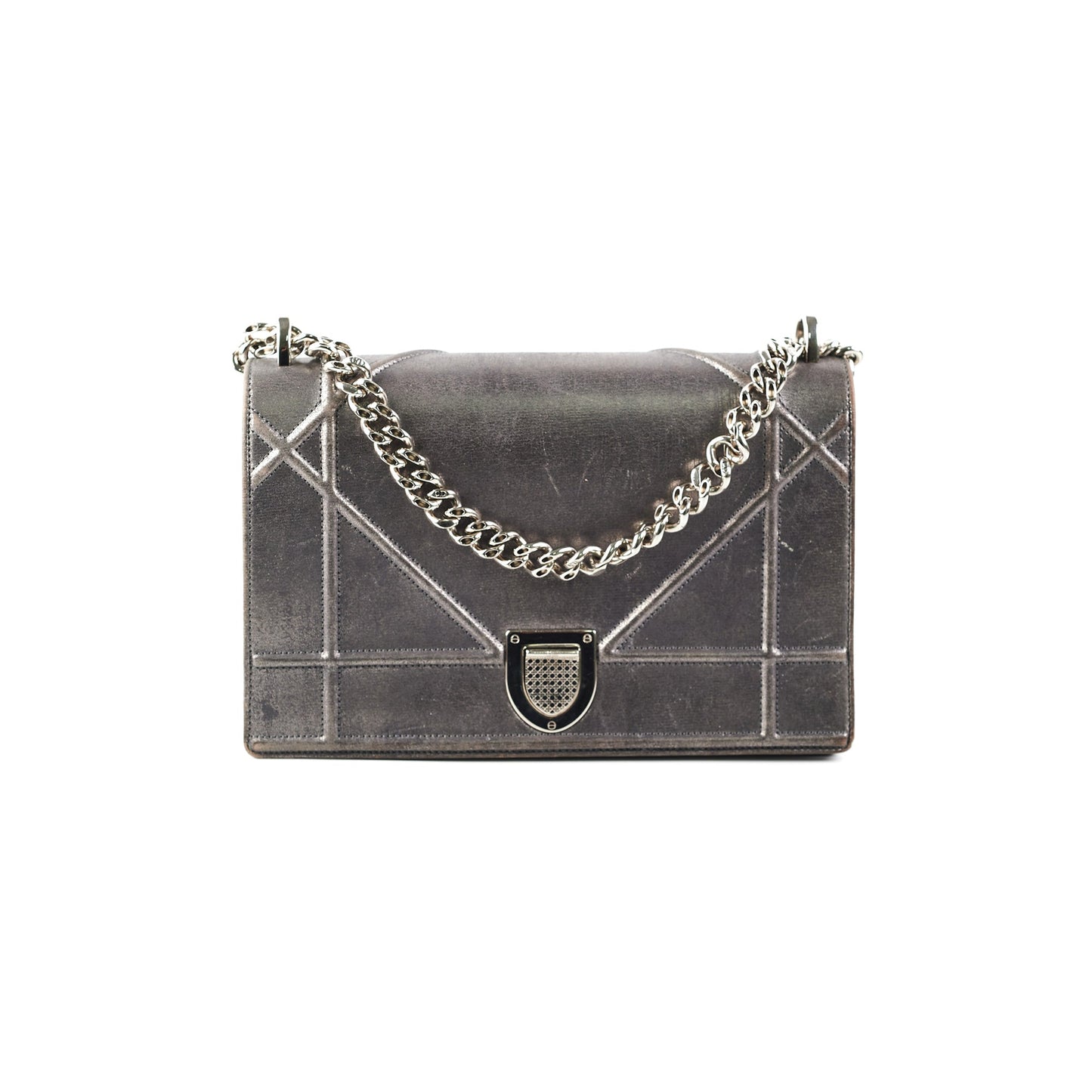 Dior ama Metallic Grey Handbag Gray Medium Travel Bag