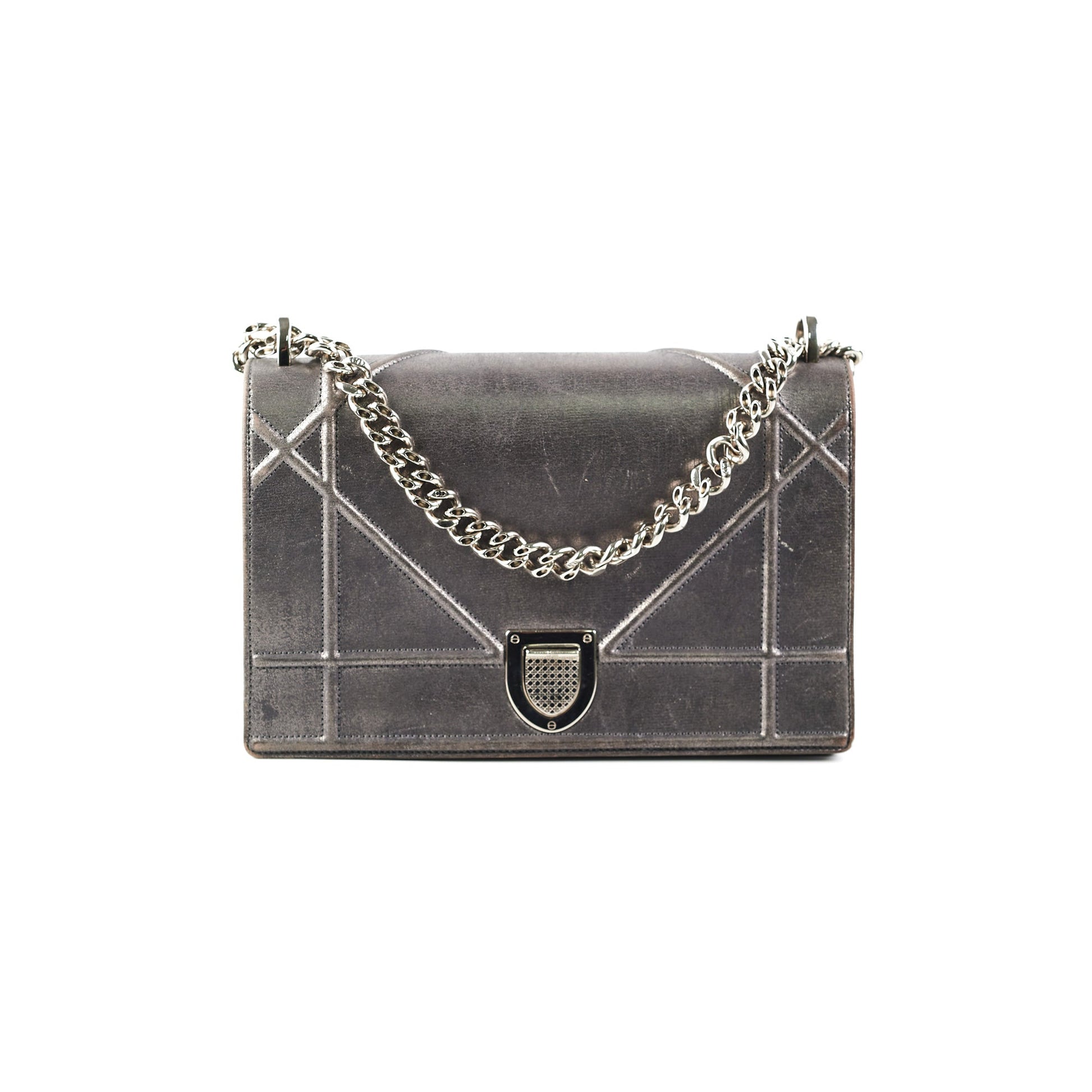 Dior ama Metallic Grey Handbag Gray Medium Travel Bag