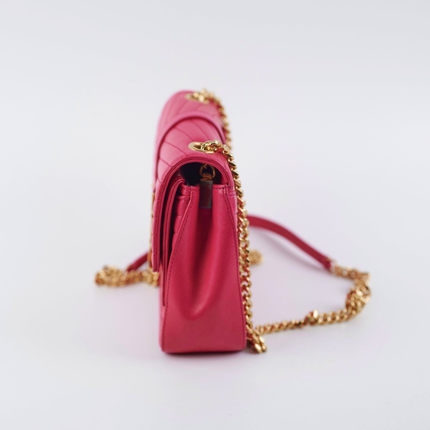 YSL Saint Laurent Sulpice Chevron Crossbody Bag Pink Small