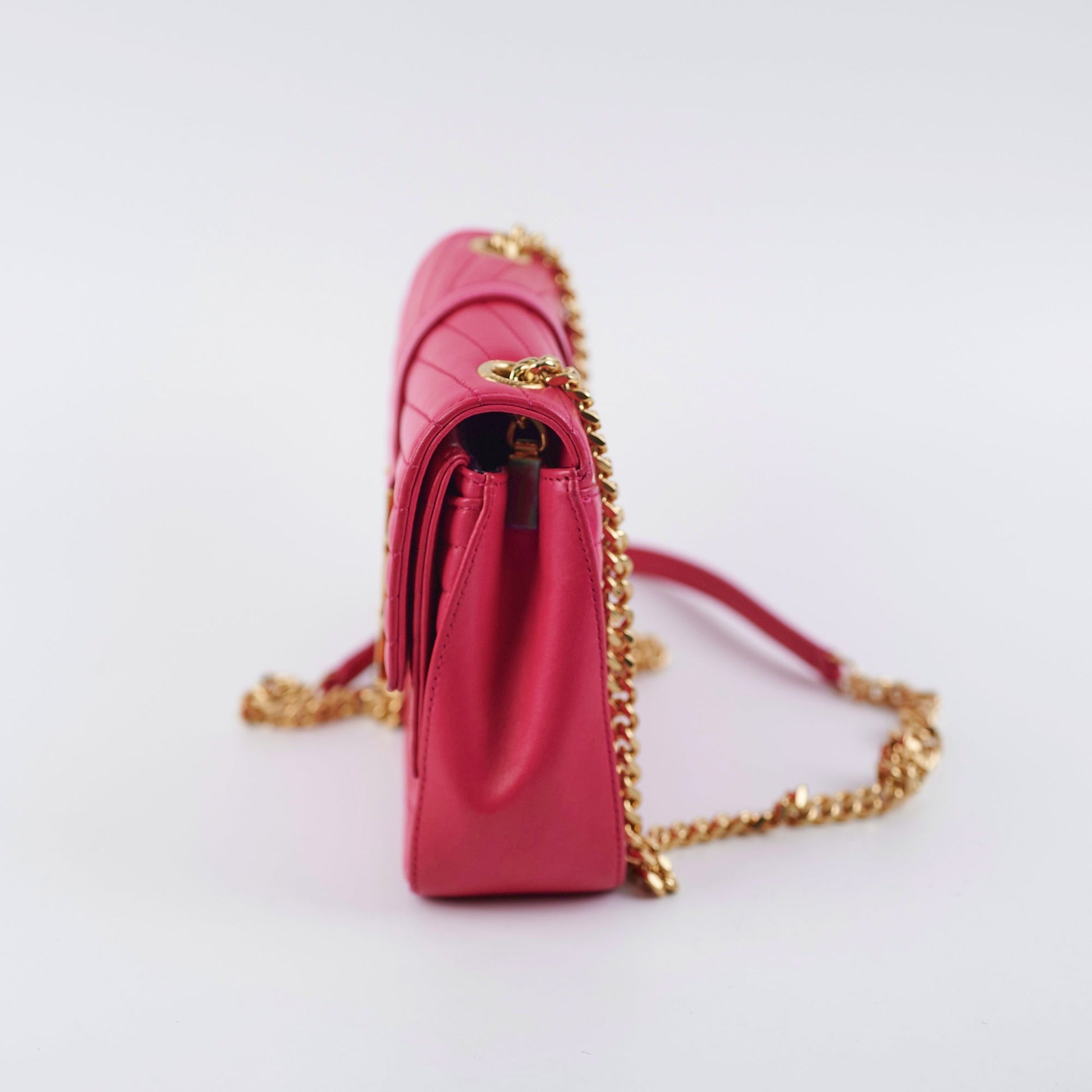 YSL Saint Laurent Sulpice Chevron Crossbody Bag Pink Small