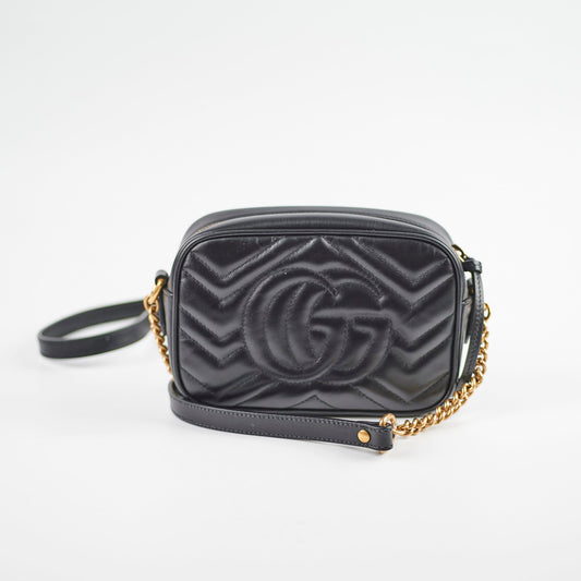 Gucci Marmont Matelass Bag In Leather Black Crossbody Bag