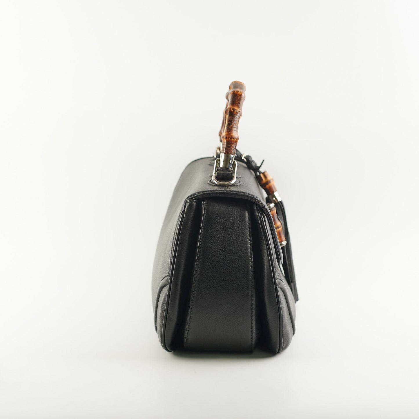 Gucci Bamboo Two Way Handbag Black Large Travel Bag