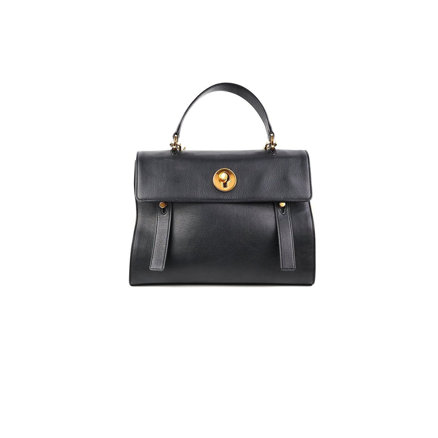 YSL Saint Laurent Calfskin And Shoulder Bag Black Beige