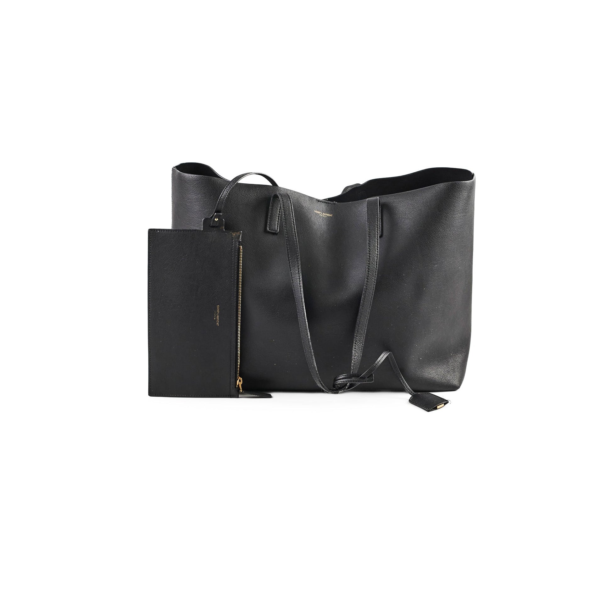 YSL Saint Laurent Tote Leather Black Shoulder Bag