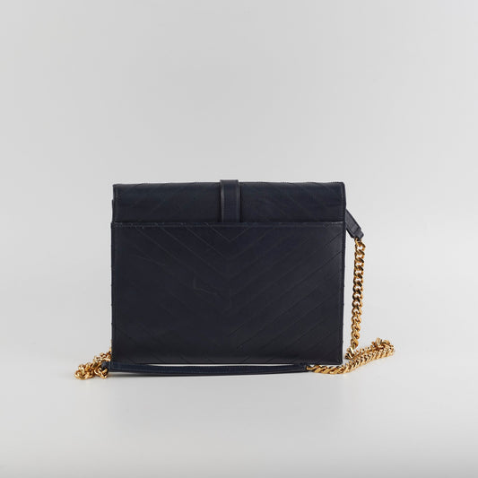 YSL Saint Laurent Clutch With Detachable Navy Chain Clutch Bag