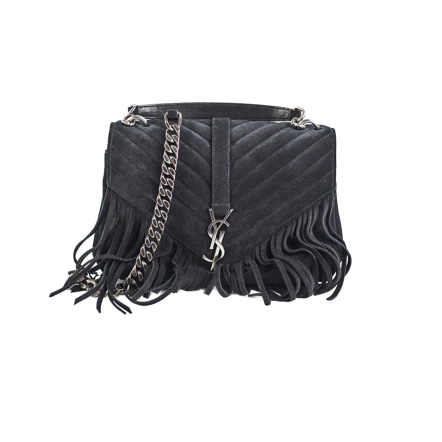 YSL Saint Laurent Tassel Crossbody Bag Suede Black