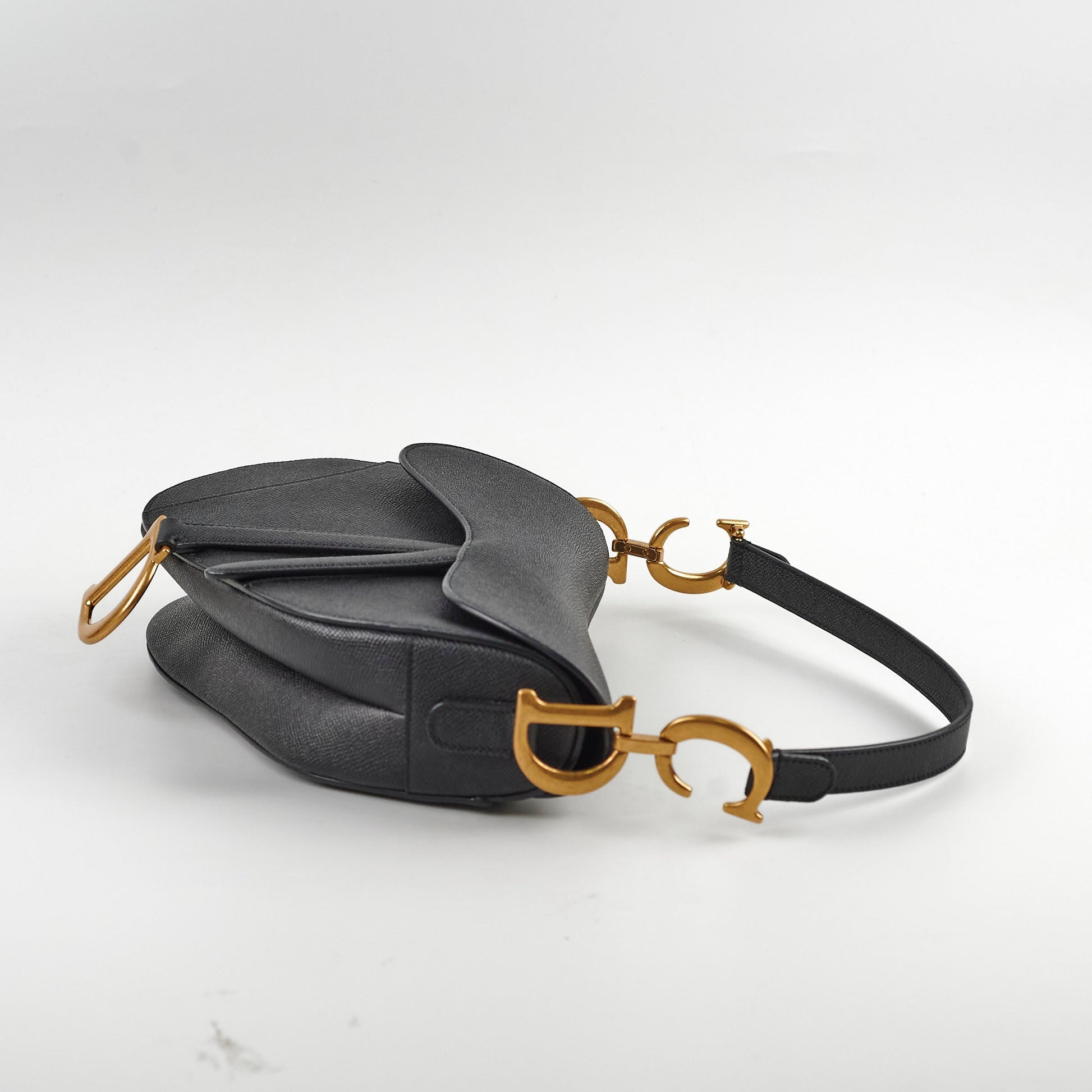 Dior Saddle Bag With Strap Calfskin Black Medium Shoulder Bag
