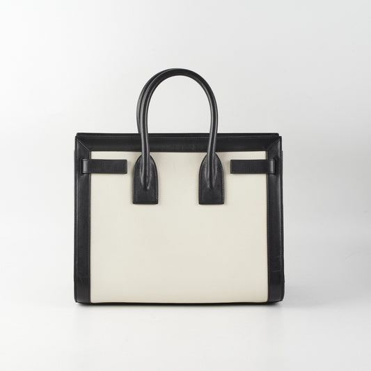 YSL Saint Laurent Sac De Jour Tote Bag Black White Small