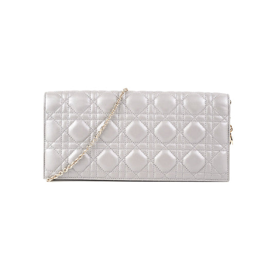 Dior Cannage Clutch Lambskin Silver Clutch Bag