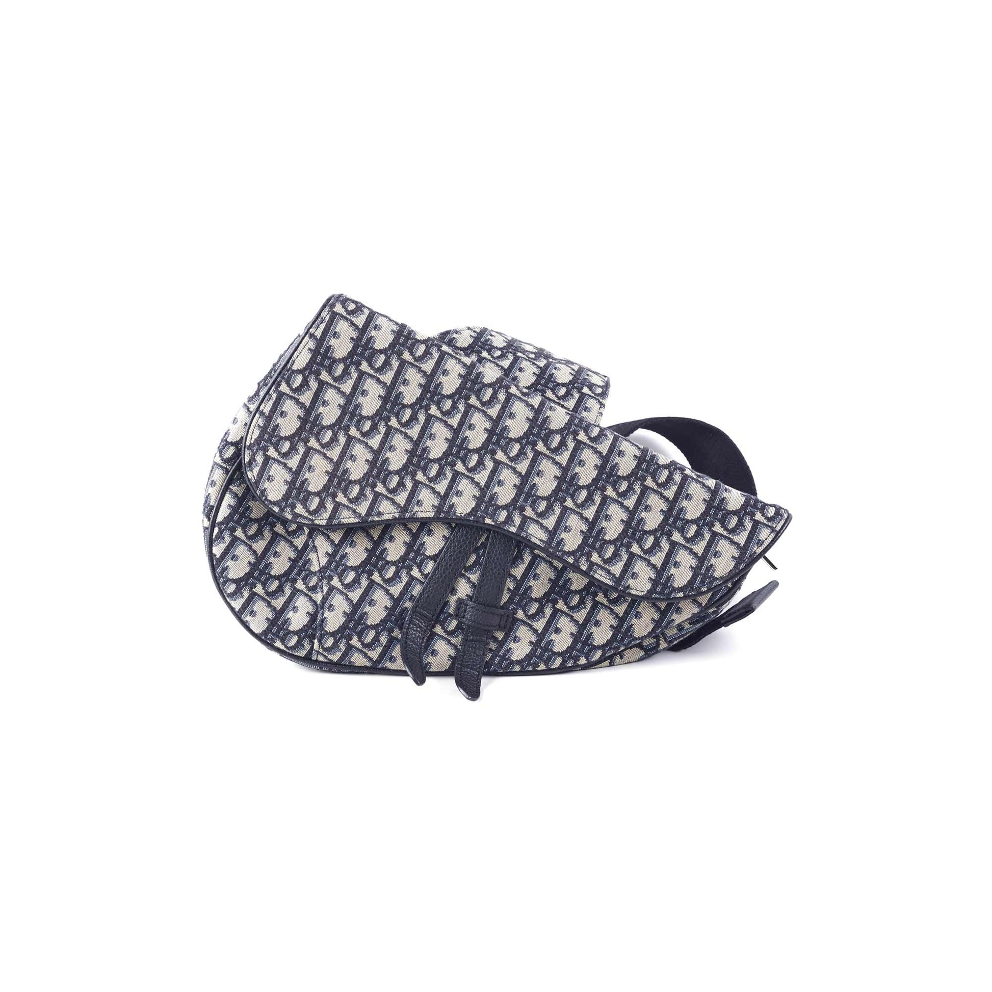 Dior Saddle Bag And Oblique Jacquard Black Beige Crossbody Bag