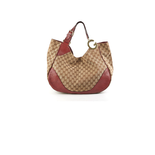 Gucci Shoulder Tote Dark Canvas Red Shoulder Bag