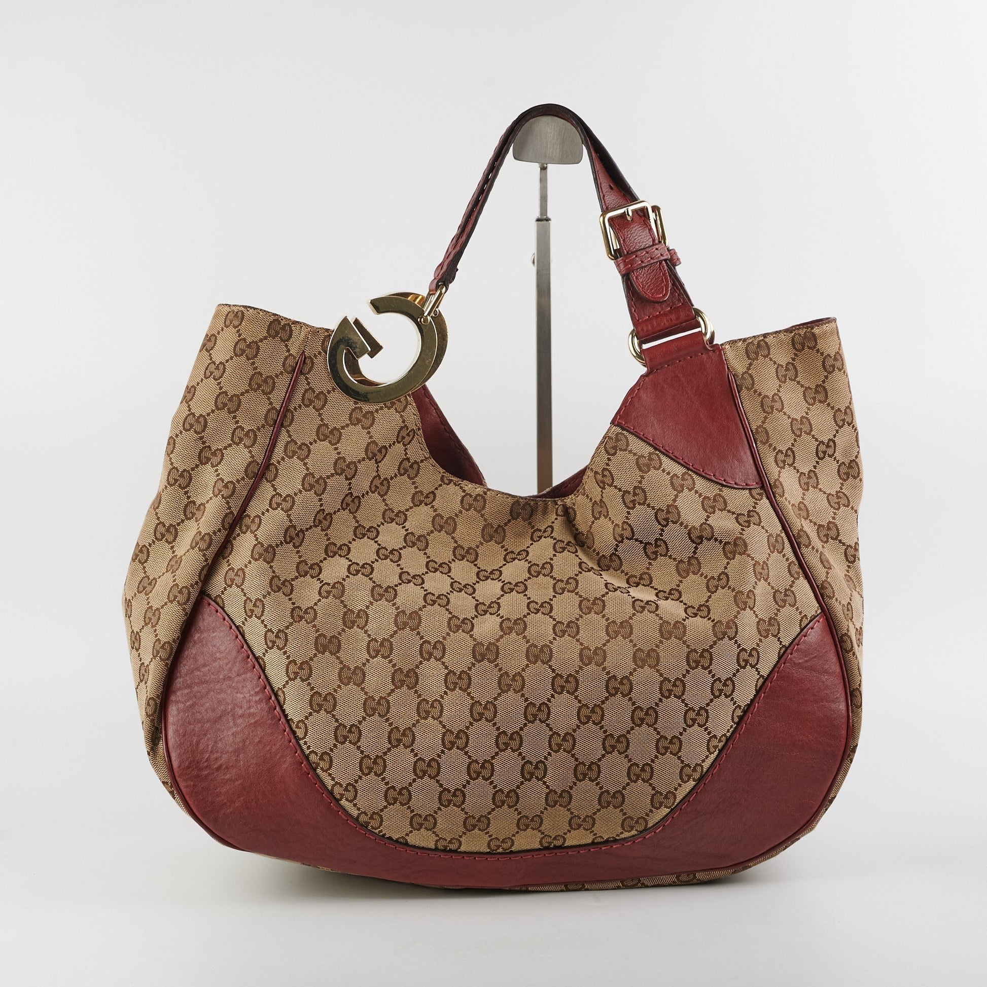 Gucci Shoulder Tote Dark Canvas Red Shoulder Bag