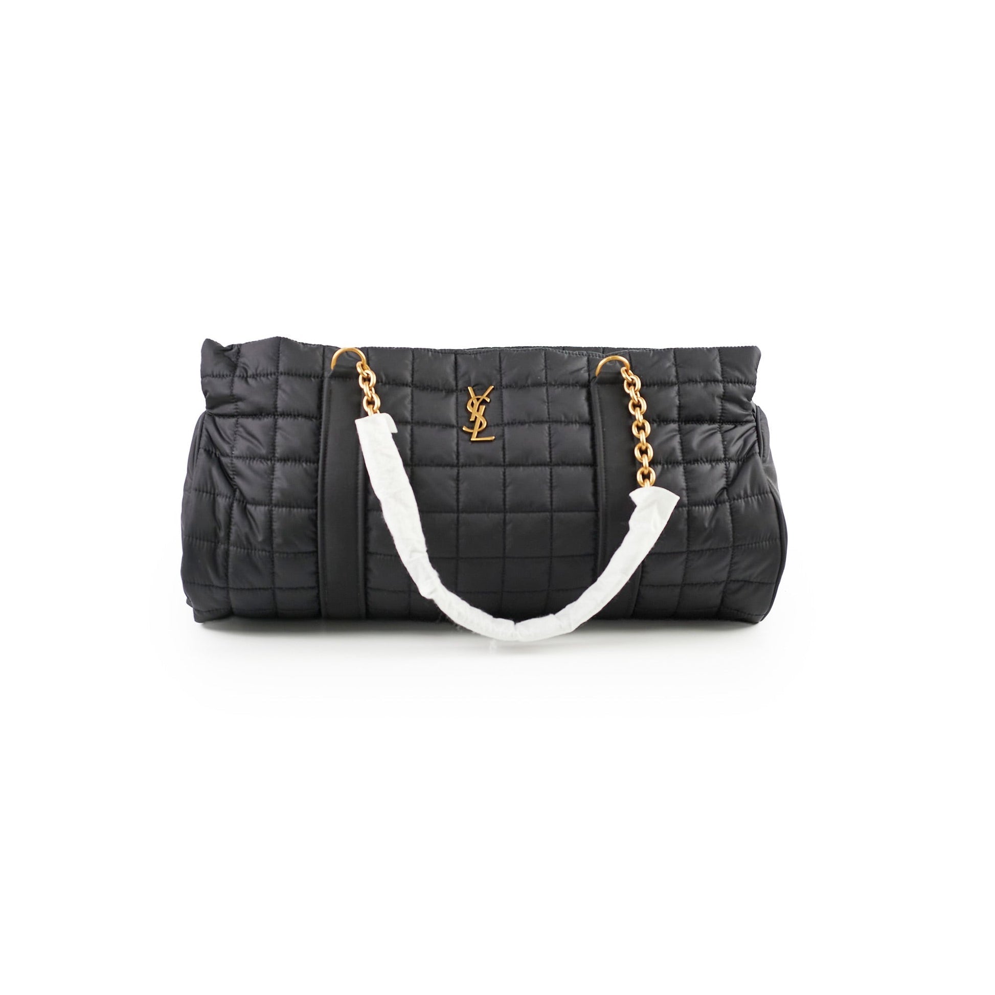 YSL Saint Laurent Gloria Tote Nylon Quilted Black Shoulder Bag