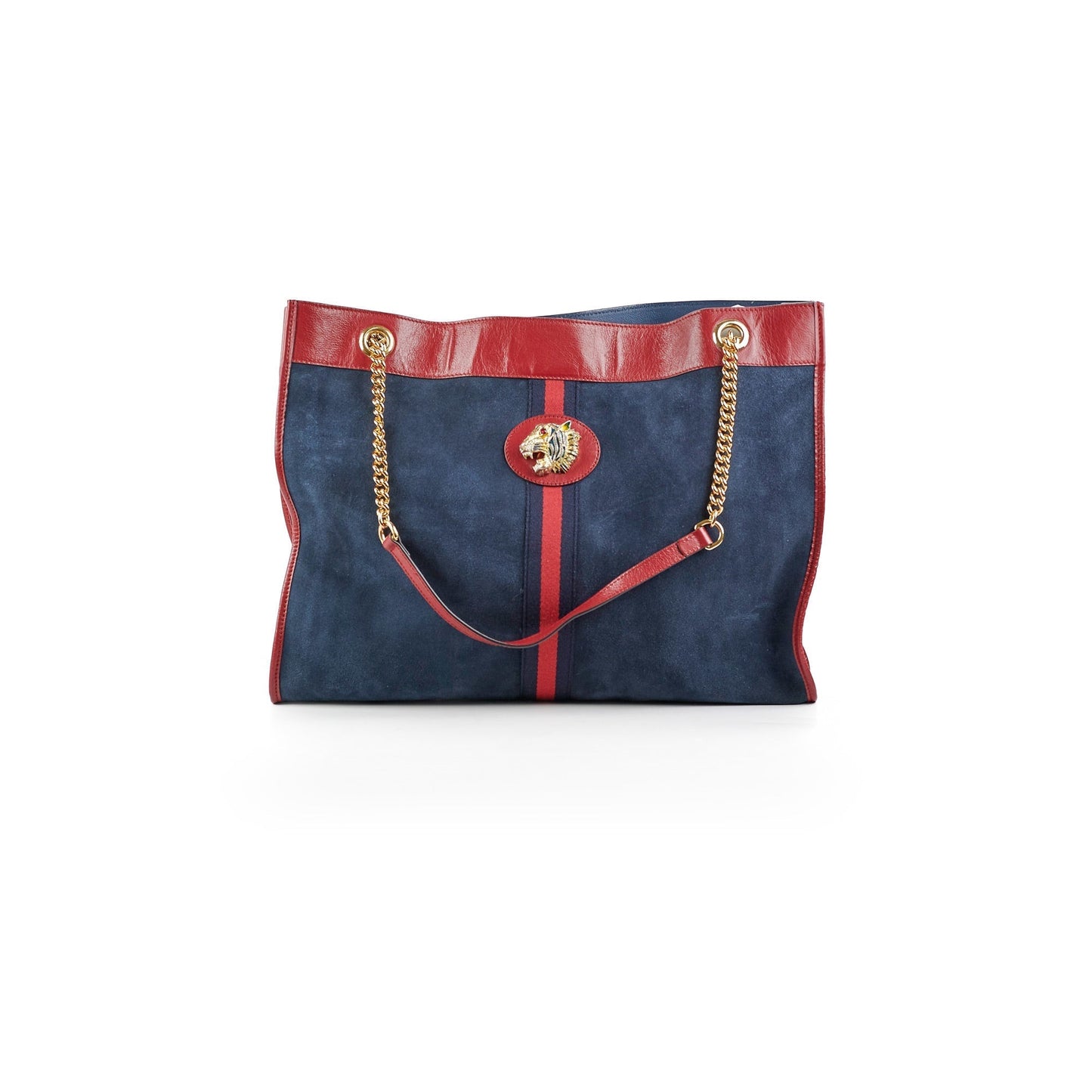 Gucci Rajah Navy Shoulder Tote Suede Shoulder Bag