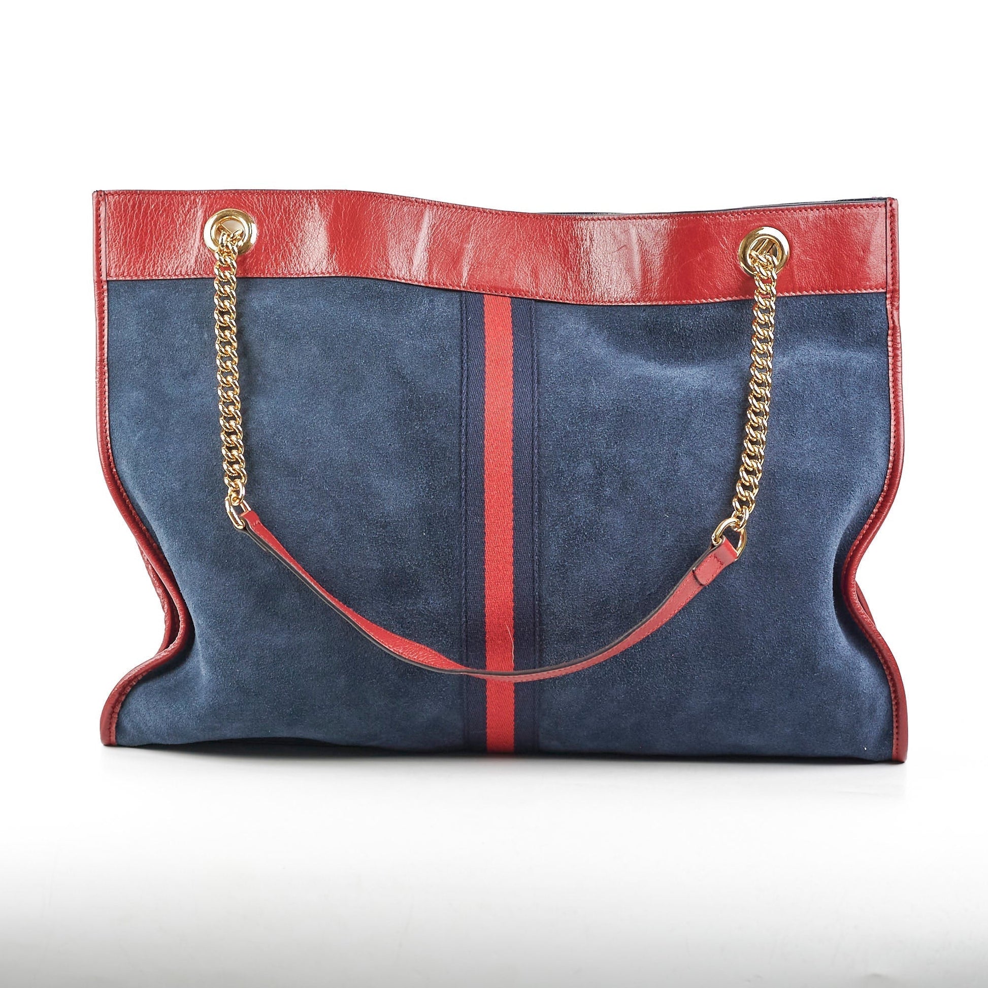 Gucci Rajah Navy Shoulder Tote Suede Shoulder Bag
