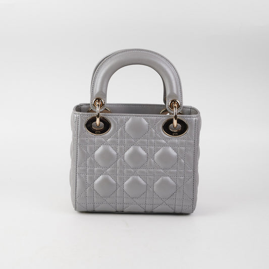Dior Lady Grey Crossbody Bag Gray Mini