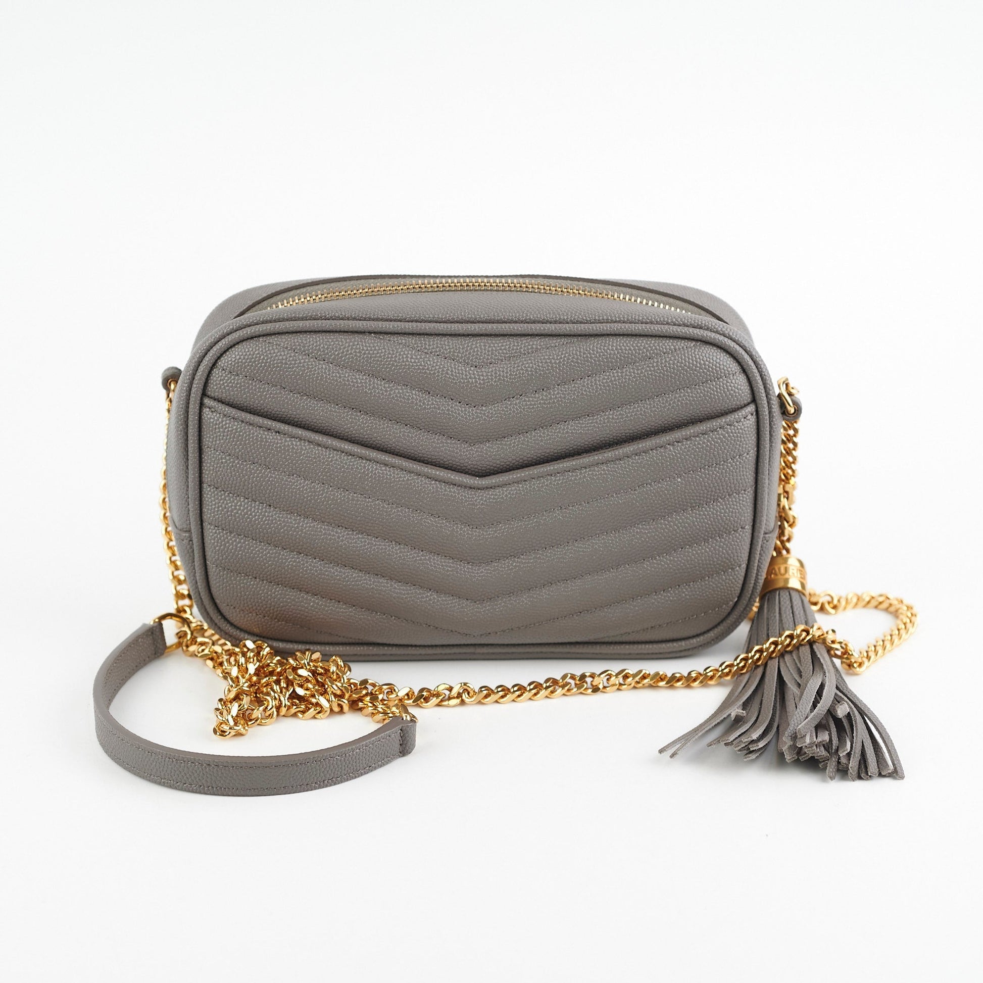 YSL Saint Laurent Lou Bag Grey Gray Mini Crossbody Bag
