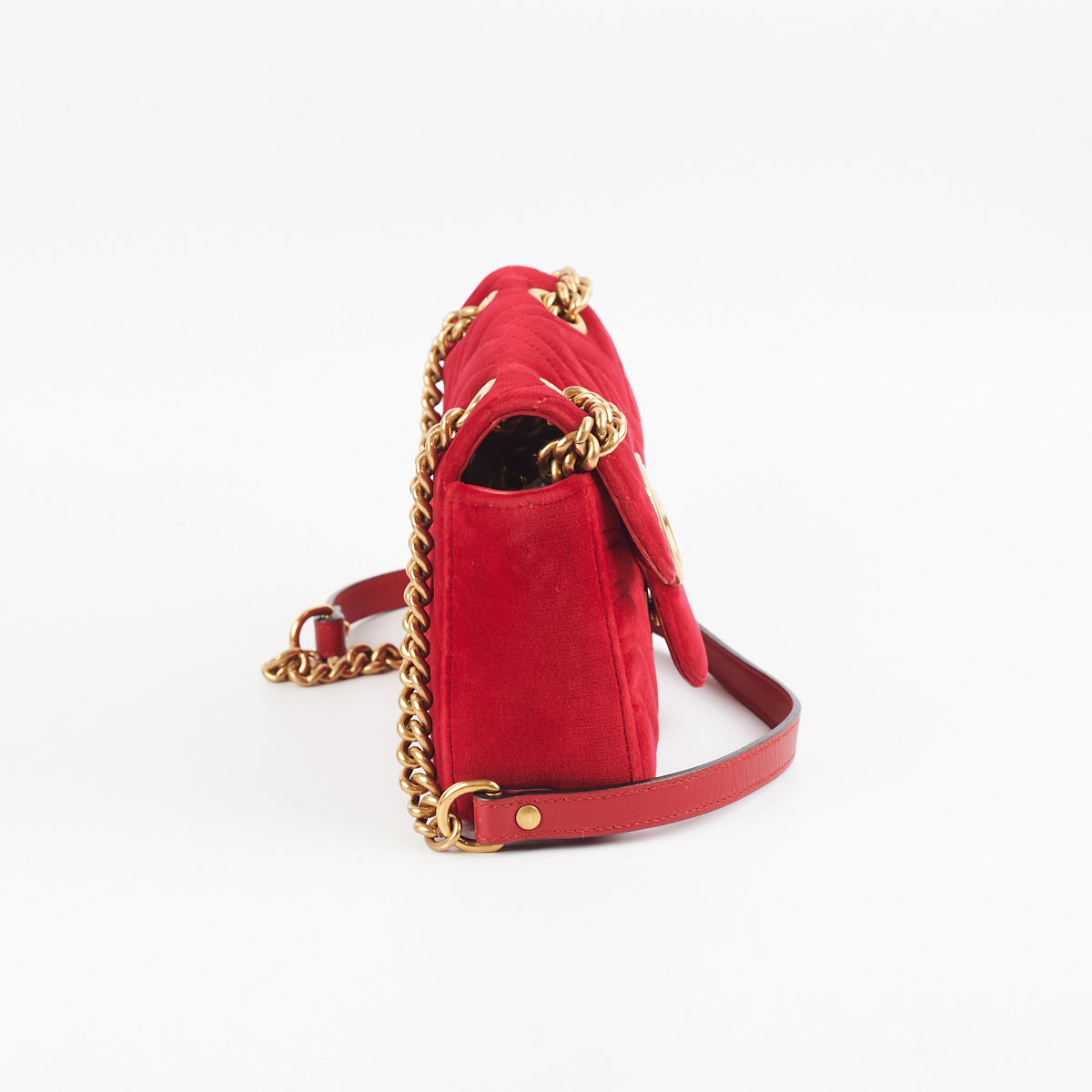 Gucci Marmont Velvet Crossbody Bag Red Small