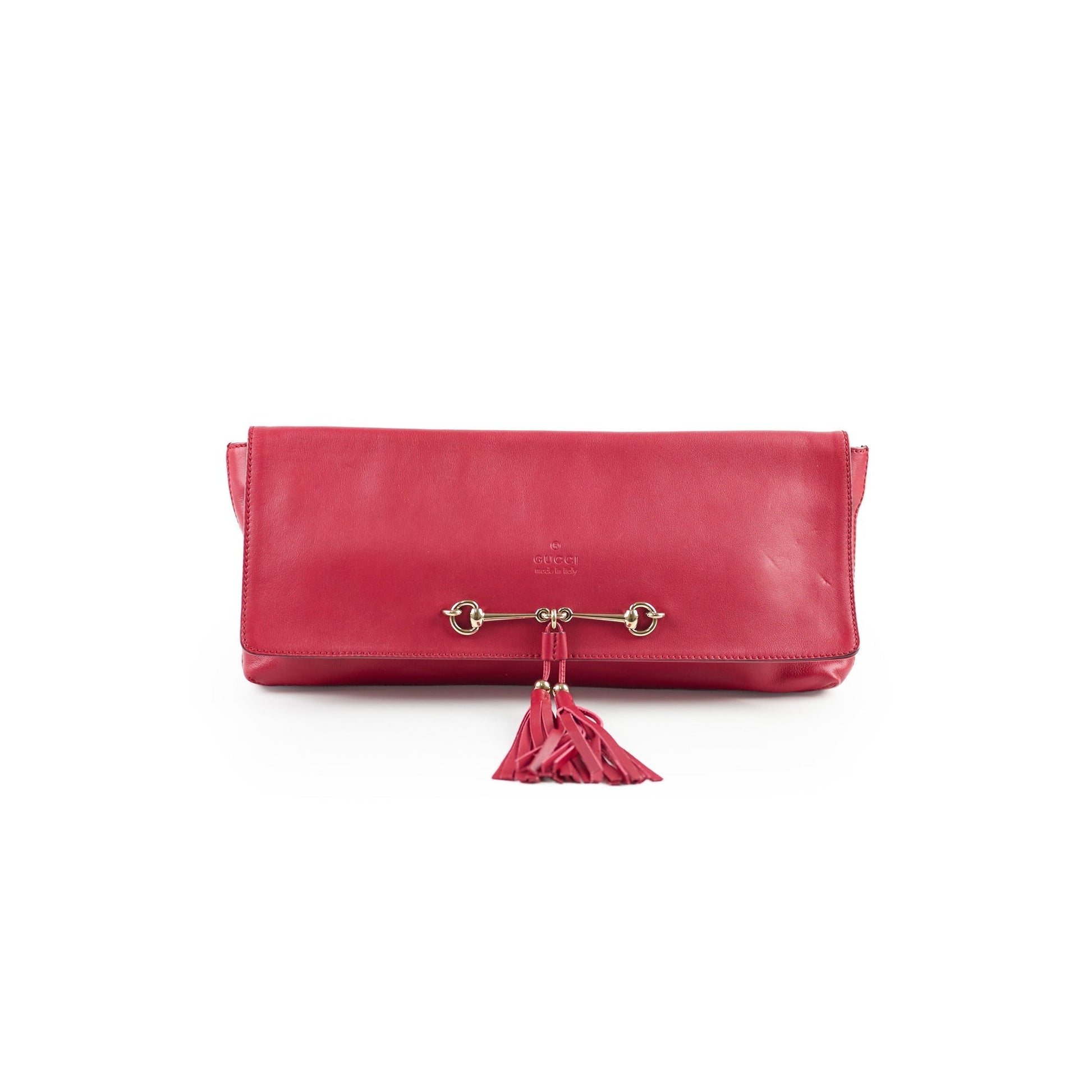 Gucci Tassle Clutch Leather Red Clutch Bag