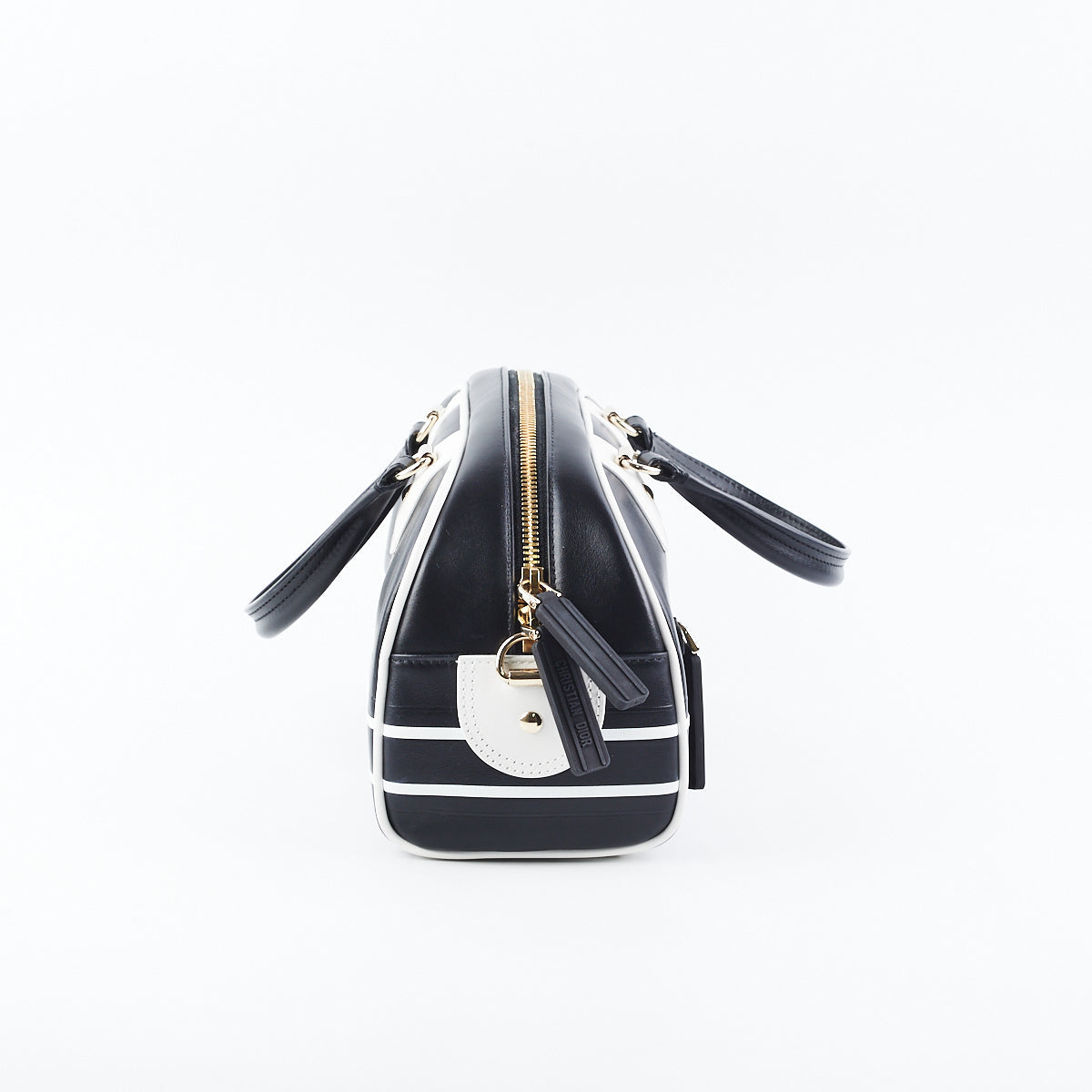 Dior Vibe Bowling Bag And Smooth Calfskin Black White Small Tote Bag