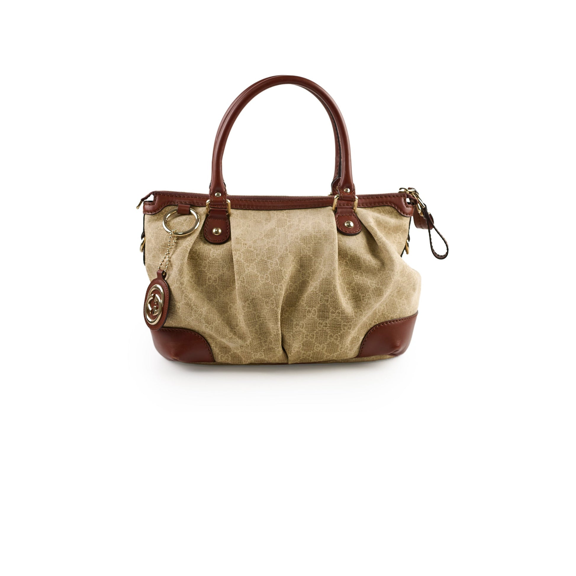 Gucci Tote Bag Leather Canvas Crossbody Bag