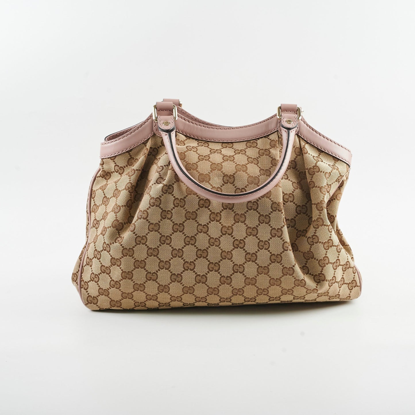 Gucci Sukey Bag Biege Canvas Pink Shoulder Bag