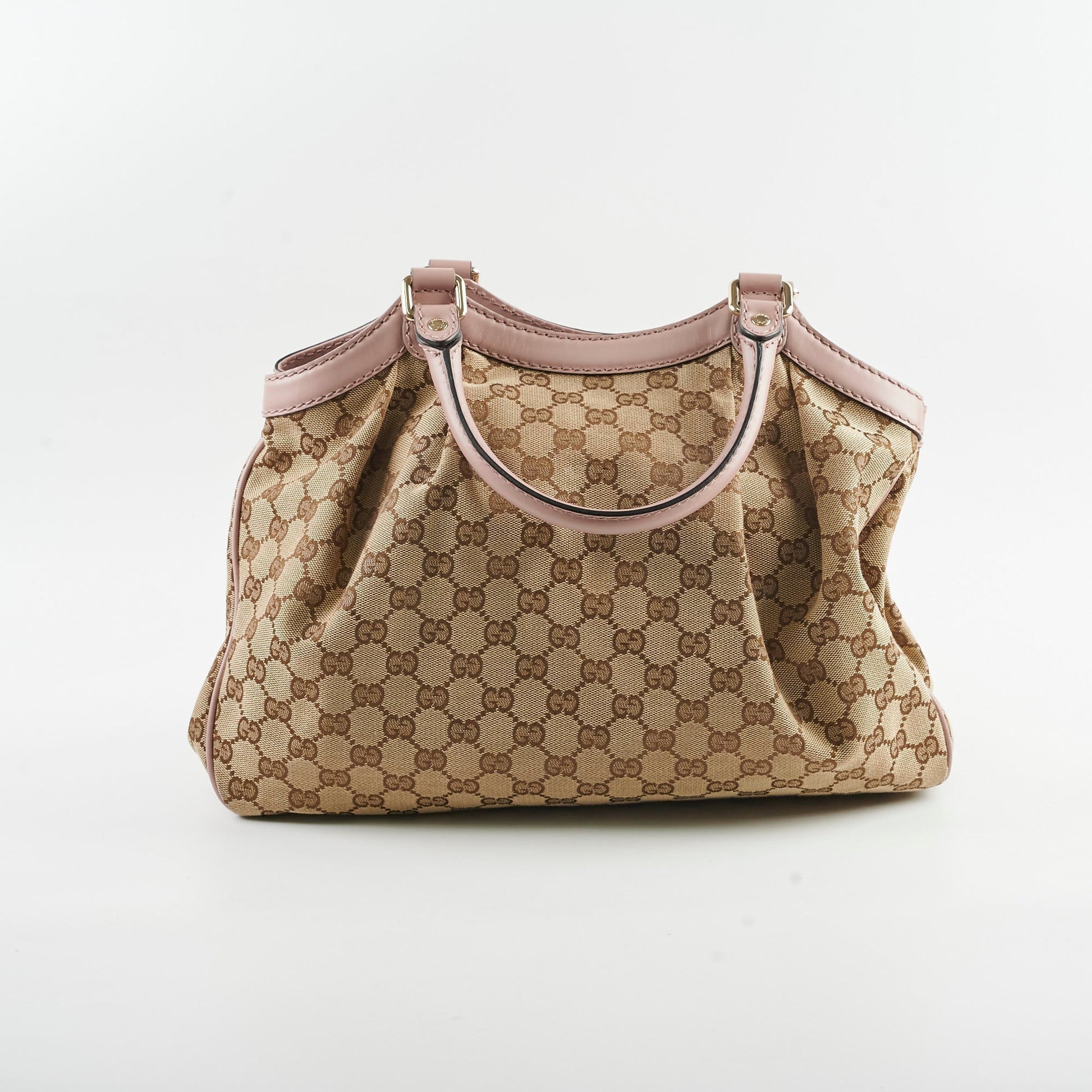 Gucci Sukey Bag Biege Canvas Pink Shoulder Bag