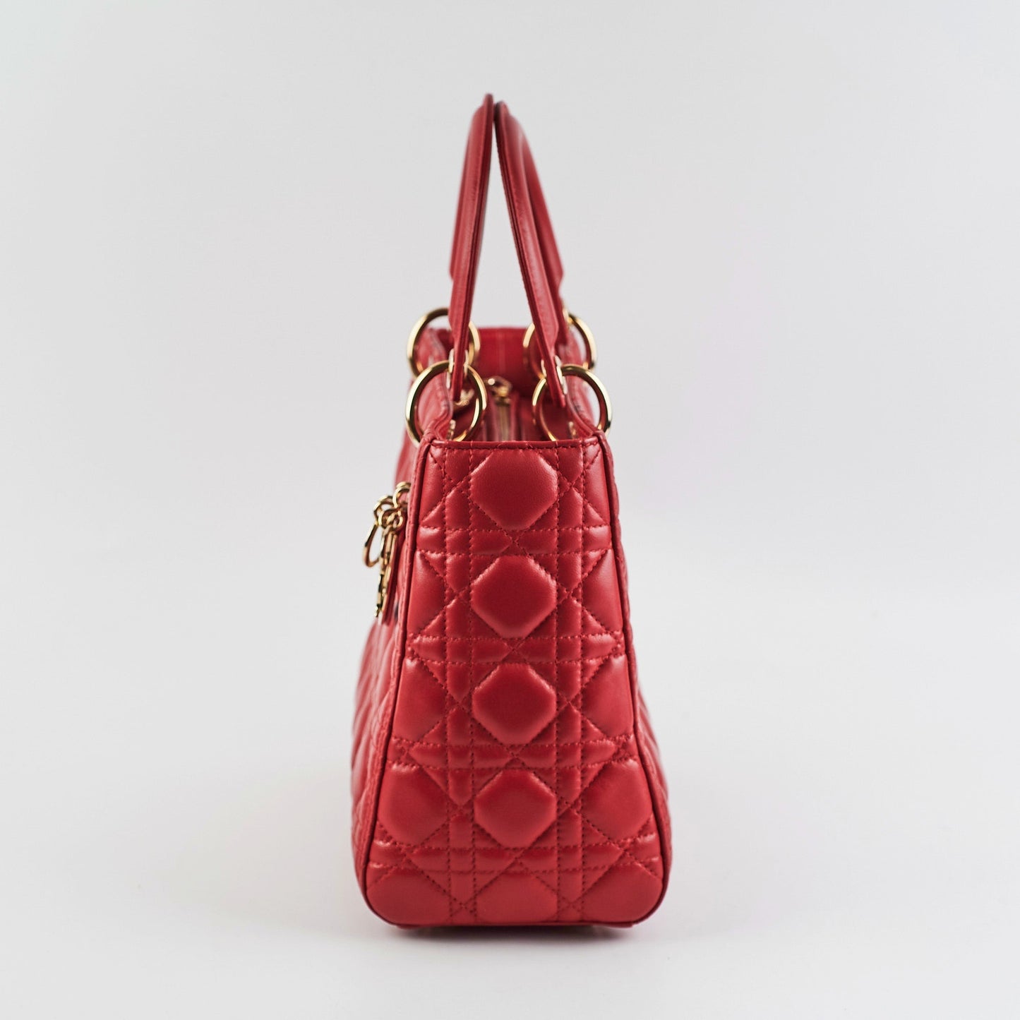 Dior Christian Lady Bag Lambskin Red Medium Shoulder Bag