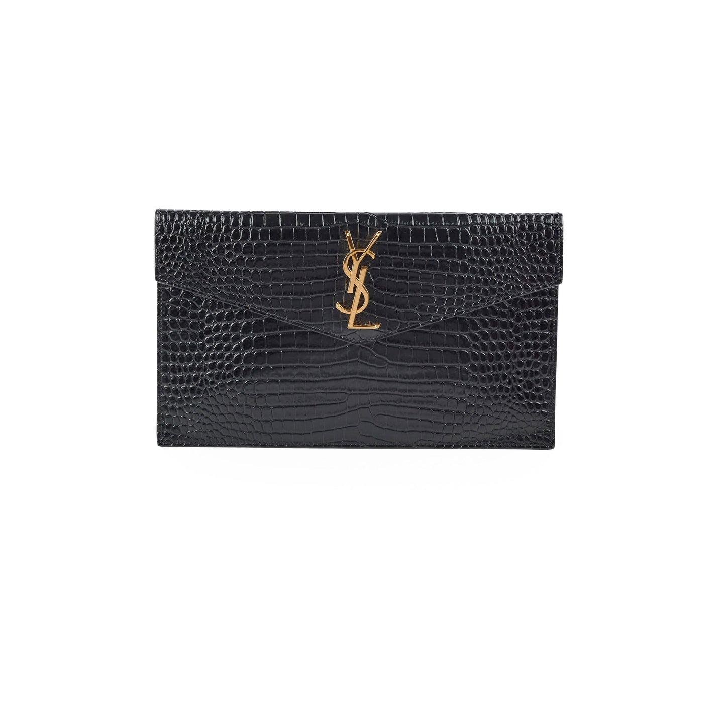 YSL Saint Laurent Croc Clutch Embossed Clutch Bag