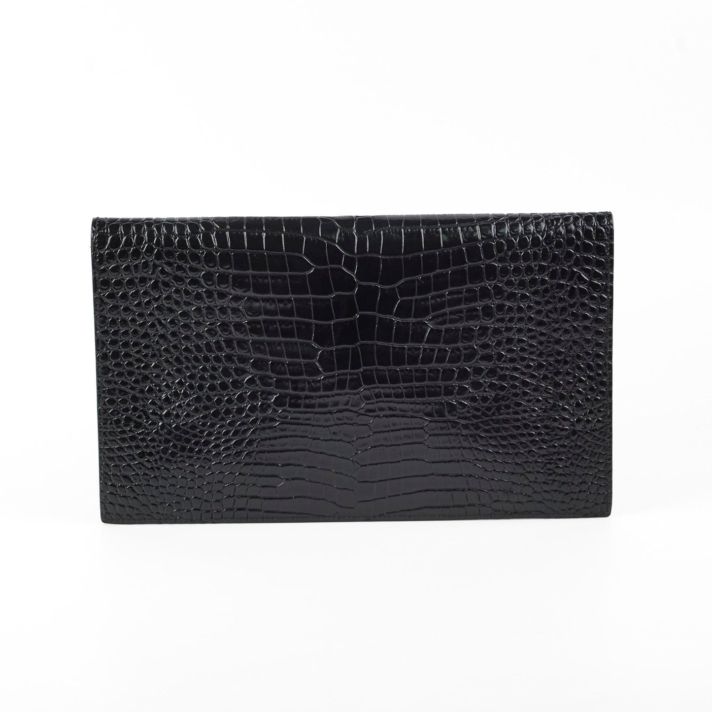 YSL Saint Laurent Croc Clutch Embossed Clutch Bag