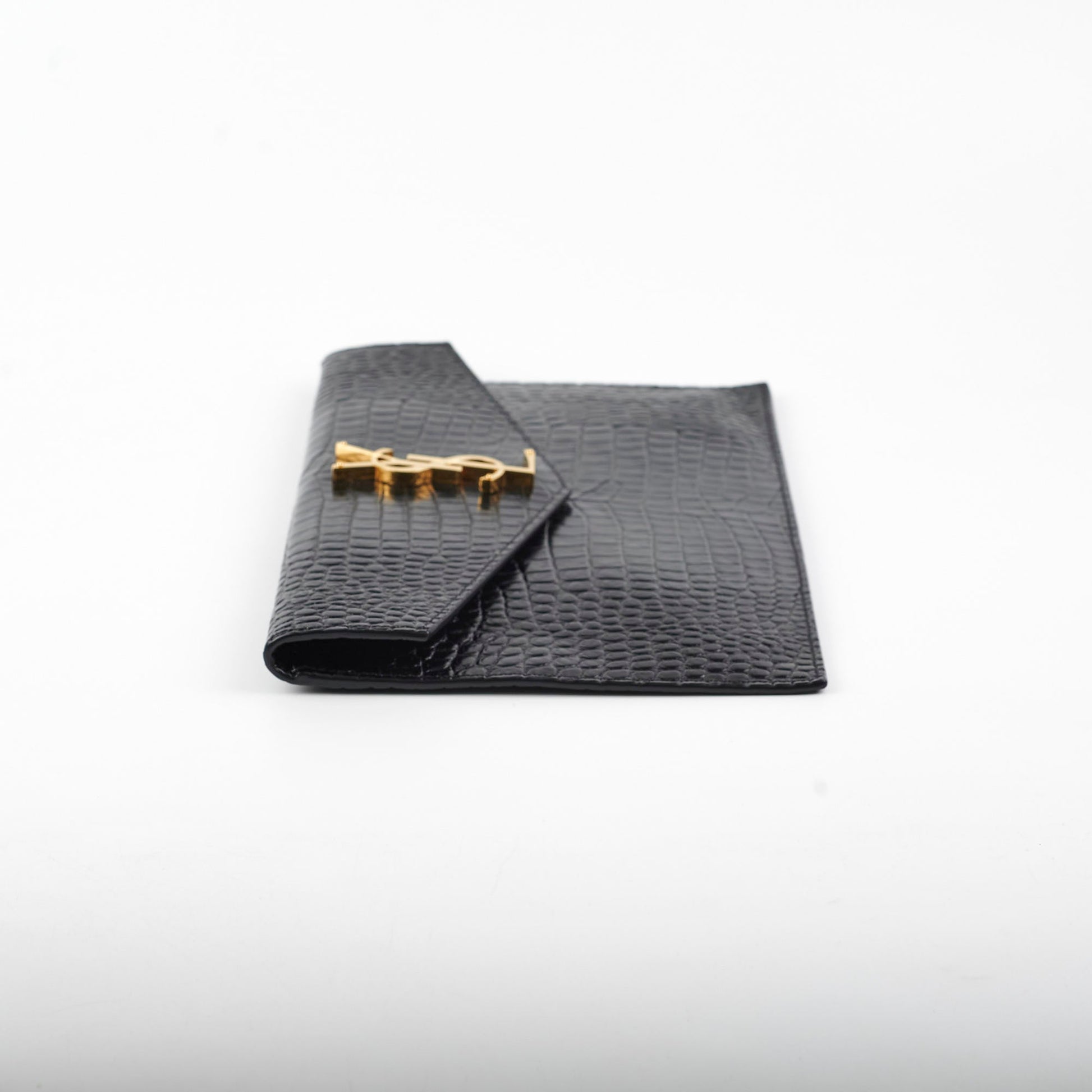 YSL Saint Laurent Croc Clutch Embossed Clutch Bag