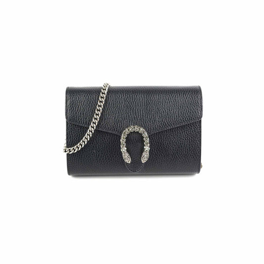 Gucci Dionysus Chain Bag Leather Black Crossbody Bag