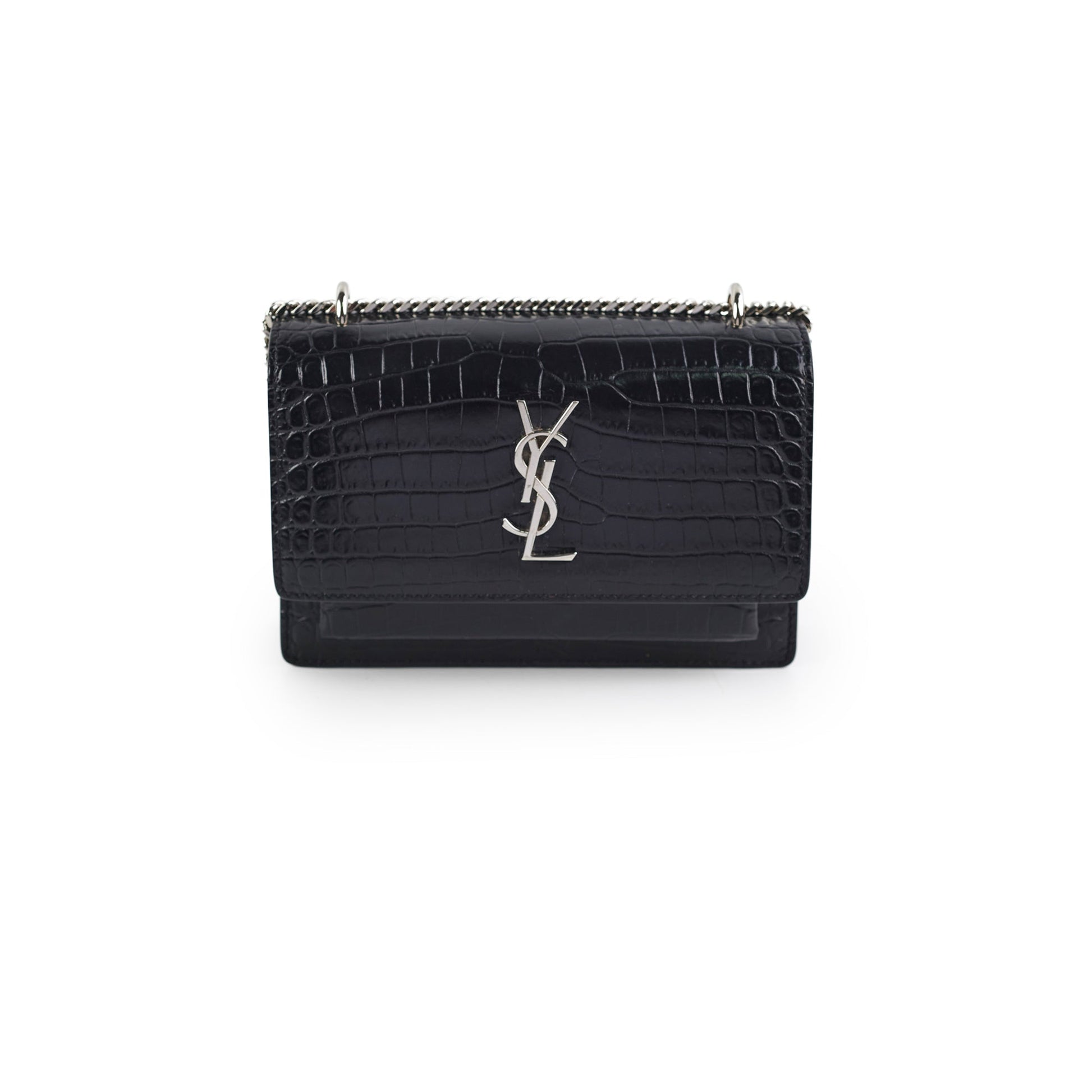 YSL Saint Laurent Sunset Crossbody Bag Black Mini