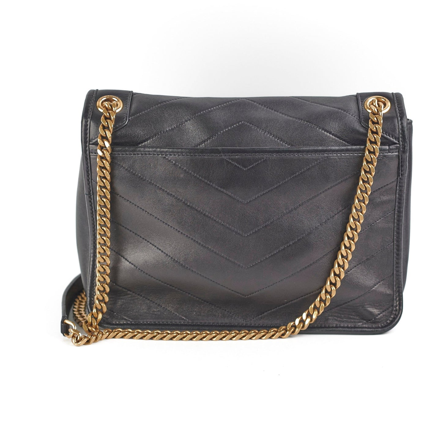 YSL Saint Laurent Niki Shoulder Bag Leather Black Medium Shoulder Bag Black