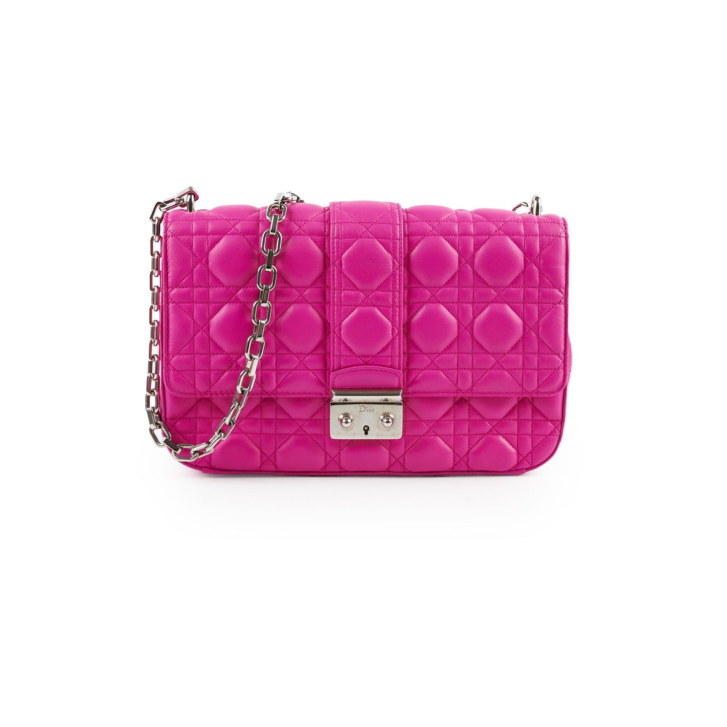 Dior Christian Cannage Fuchsia Shoulder Bag Lambskin