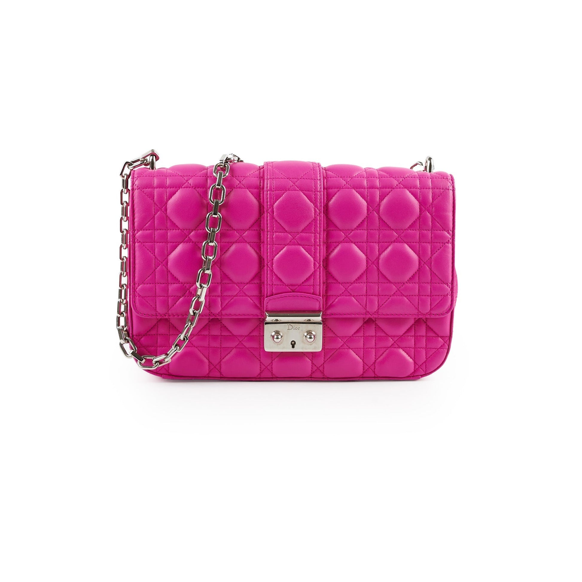 Dior Christian Cannage Fuchsia Shoulder Bag Lambskin