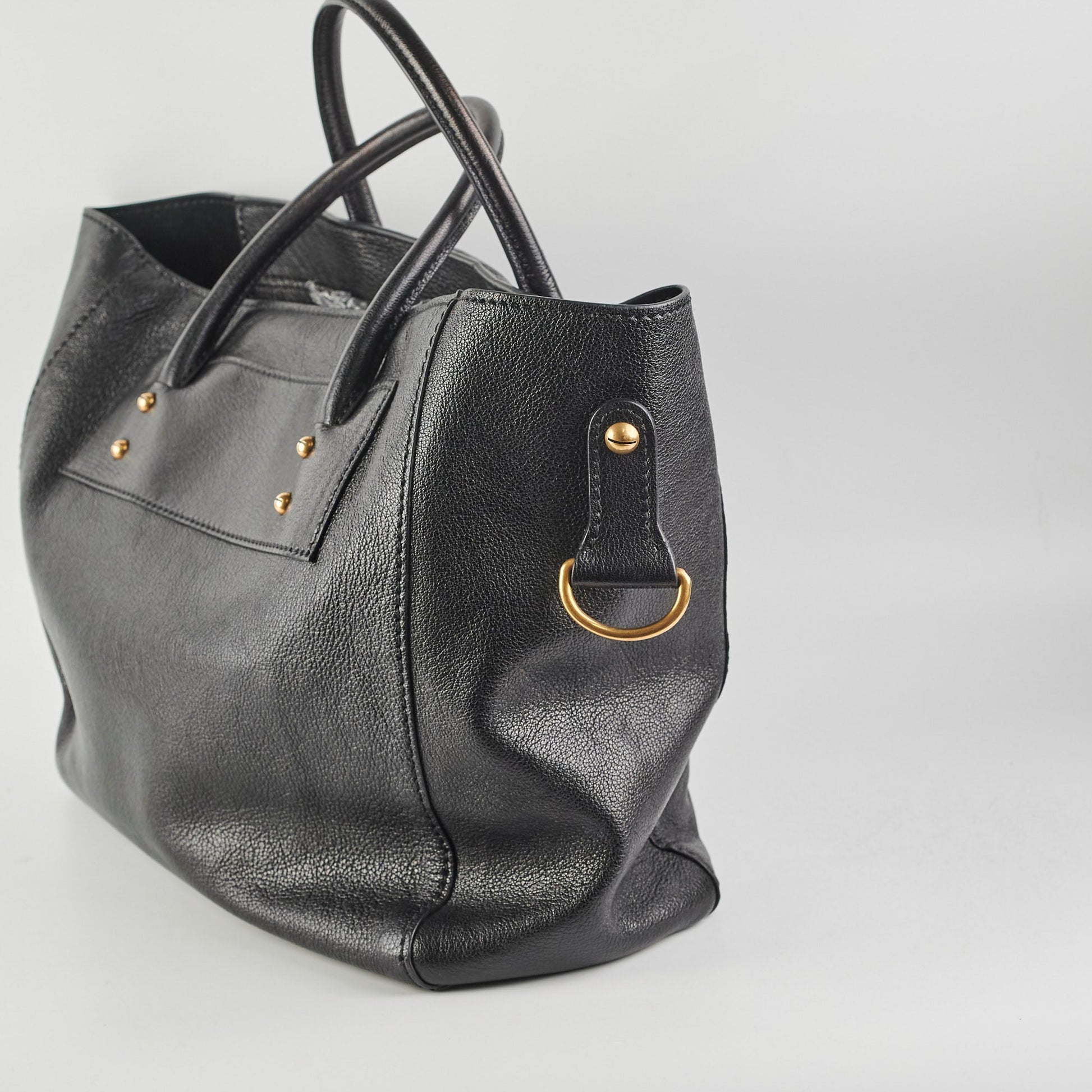 Dior Christian angeles Studded Tote Leather Black Tote Bag