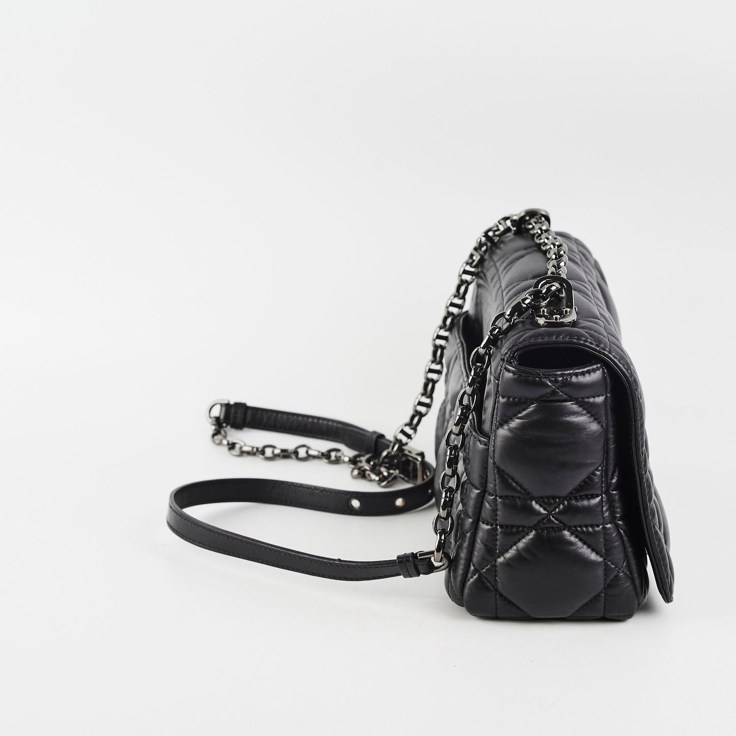 Dior Christian Macrocannage Caro Crossbody Bag Black Medium